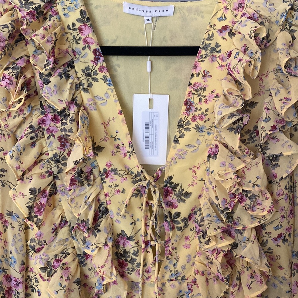 Floral Ruffle Lace Up Dress - Picture 3 of 4